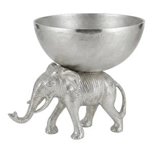 Sculptural Elephant Bowl Centerpiece, Textured Silver Metal. Palm Beach Regency, British Colonial & Grandmillennial Decor. See Pics for Versatility!