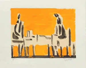1990 Jacques Lagrange Two Characters Lithograph