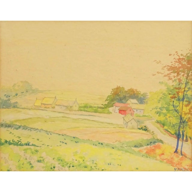 20th Century American Impressionist Landscape Watercolor, Signed J. Hirsch.