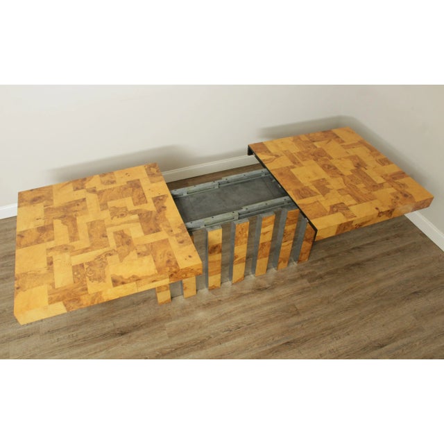 Yellow Paul Evans Burlwood & Chrome Cityscape Dining Table For Sale - Image 8 of 13