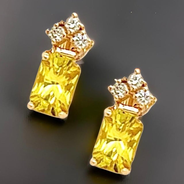 Natural Sapphire Diamond Earrings 14k Gold 1.74 TCW Certified For Sale - Image 4 of 18