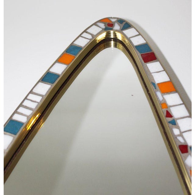 Mosaic and Brass Free Form Mirror, 1950s For Sale - Image 5 of 11