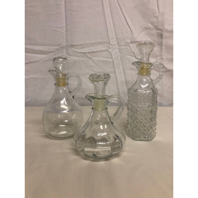 1970s Crystal Clear Glass Cruets With Stoppers Set of 3 Chairish