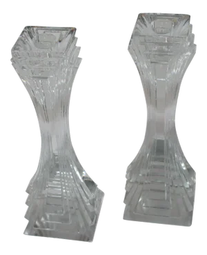 1980s Deco Style Crystal Candle Holders - a Pair