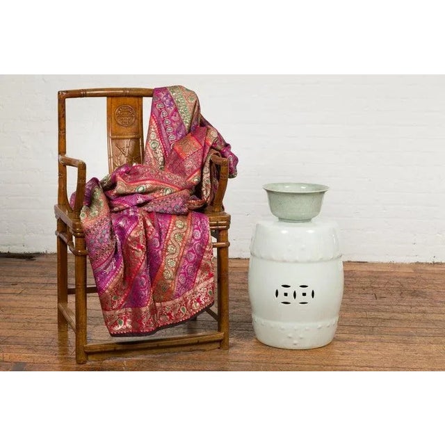 Mid-Century Modern Vintage Chinese Blanc De Chine Garden Stool with Pierced & Raised Motifs For Sale - Image 3 of 13