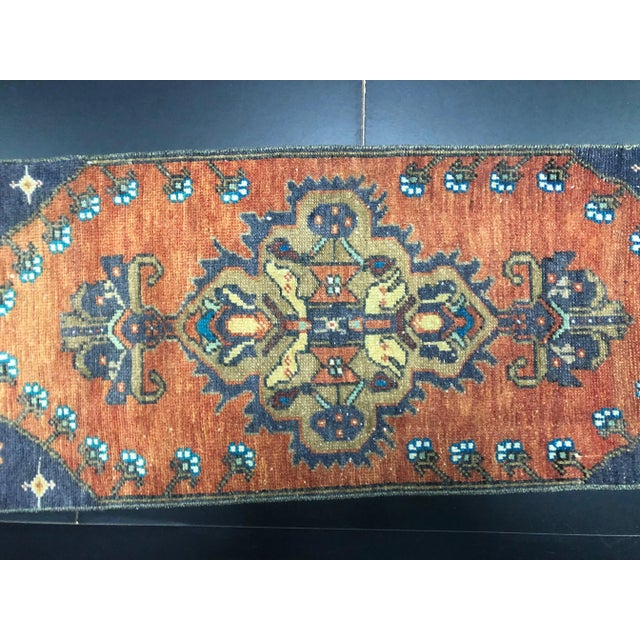 Vintage Floral Design Turkish Handmade Orange Small Rug For Sale - Image 4 of 6