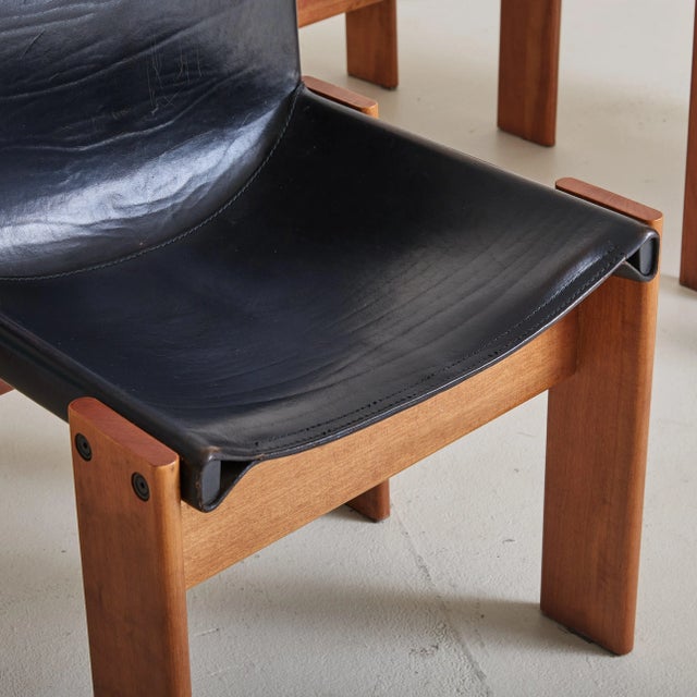Italian 'Monk' Chair in Black Leather by Afra & Tobia Scarpa, 1974 For Sale - Image 10 of 14