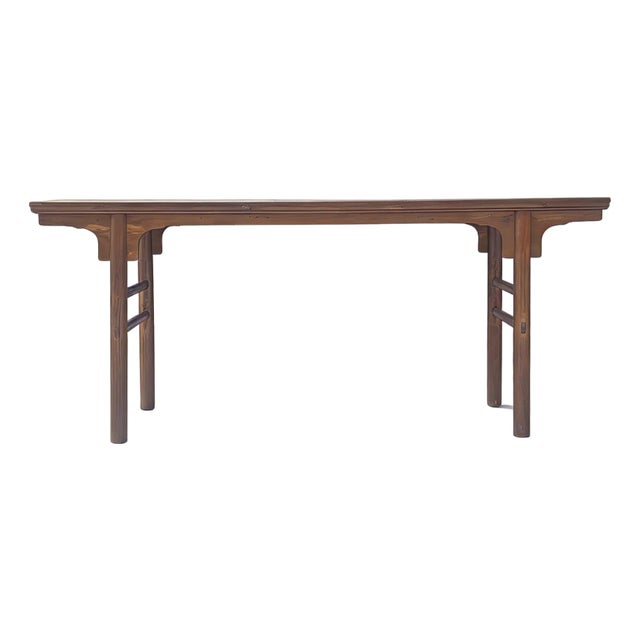 62" Long Antique Brown Console Table For Sale