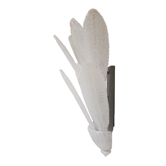 Set of Four Large Two Tier Handblown Murano Feather Sconces by Barovier Et Toso For Sale - Image 10 of 12