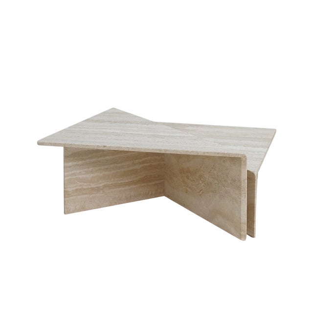 Modern 1980s Modernist Travertine Coffee Table For Sale - Image 3 of 11