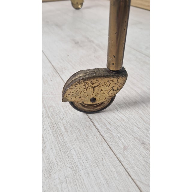 Trolley in Wood, Brass and Glass Shelves attributed to Cesare Lacca for Cassina, 1950s For Sale - Image 9 of 16