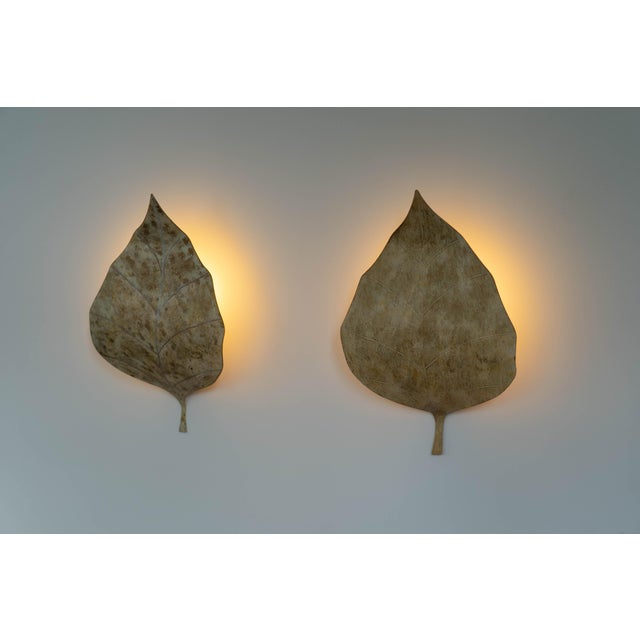 Vintage French Hand-Painted Gold Leaf Tôle Wall Sconces, 1970s, Set of 2 For Sale - Image 14 of 16