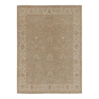 Rug & Kilim’s Oushak-Inspired Rug in Beige and Gold Floral Patterns For Sale