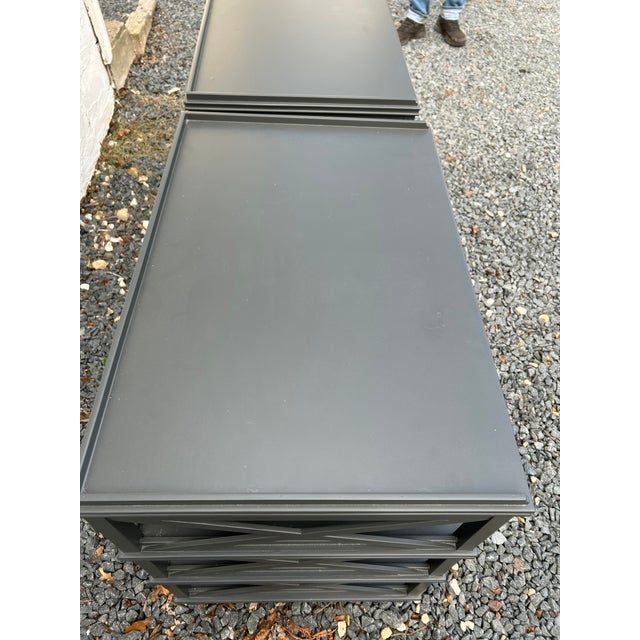 Painted Mahogany Night Stands End Tables With X Motif and Shelves For Sale - Image 13 of 15