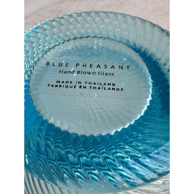 Blue Pheasant "Pierre" Turquoise Tumbler Glass Hand Blown For Sale In San Diego - Image 6 of 6