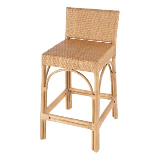 Serienna 24.5 in. Seat Height Rectangular Rattan Low Back Counter Stool, Natural Rattan For Sale