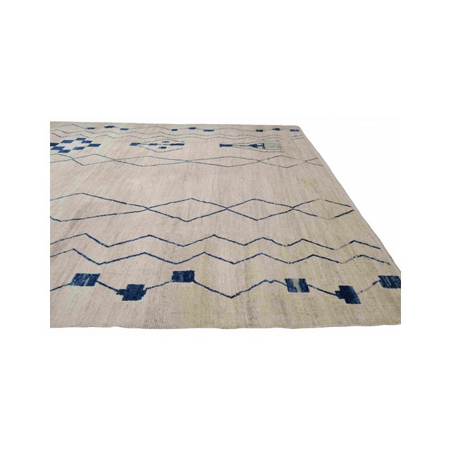 Textile Blue & Cream Oversized Modern Rug For Sale - Image 7 of 7