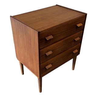 Vintage Danish Modern Teak Three Drawer Chest, Poul Volther Munch Mobler Slagelse Circa 1960's For Sale