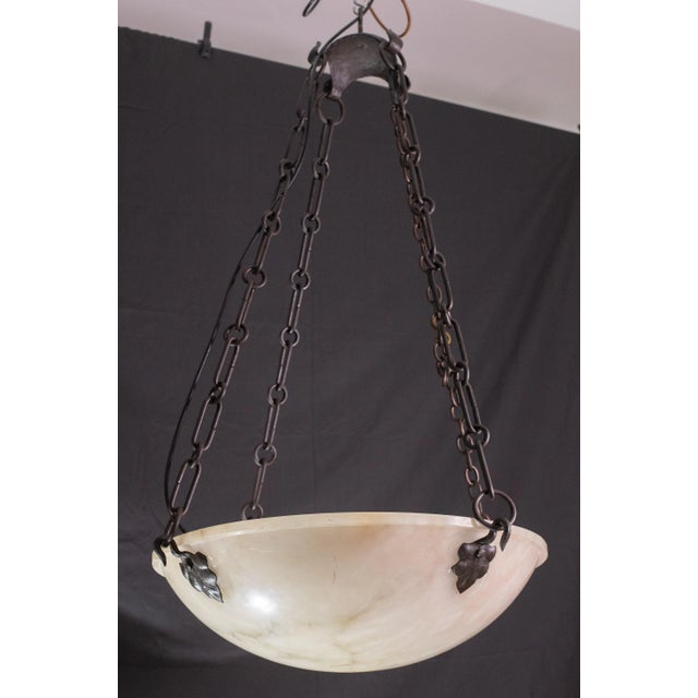 Art Deco Extra Large White Alabaster Pendant, 1940s For Sale - Image 3 of 11