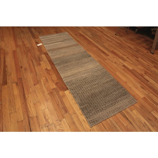 Captivating Earthy Toned Inspired Modern Moroccan Hallway Runner Rug, Country Origin: Afghanistan, Circa date: Modern