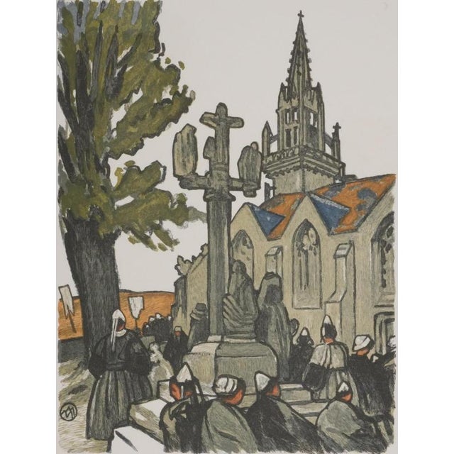 Mathurin Meheut, Brittany, Pilgrims in front of the church, Engraving For Sale - Image 3 of 9