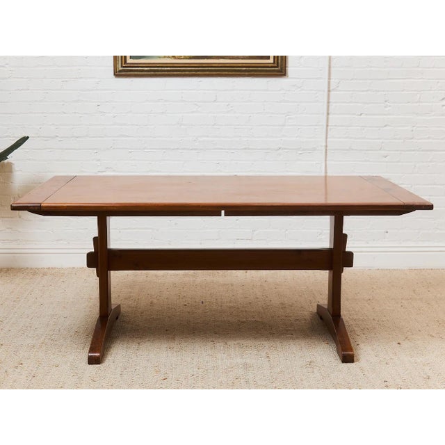 Mid 20th Century Mid 20th Century Solid Wood Trestle Dining Table For Sale - Image 5 of 7