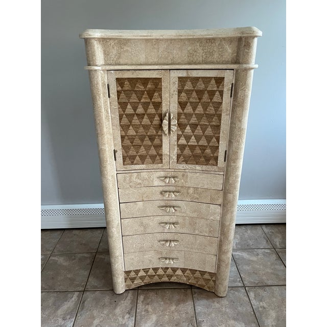 1990s Tessellated Marble Jewelry Cabinet For Sale - Image 5 of 12