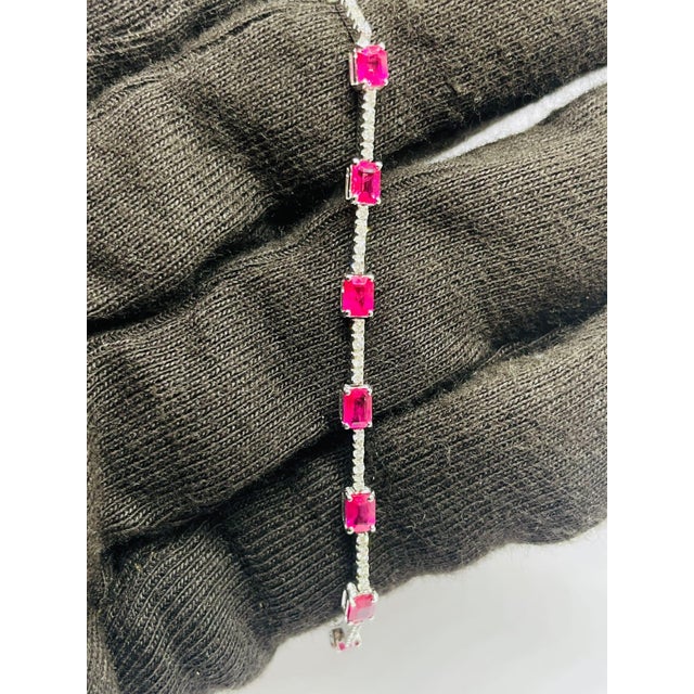 Natural 18k Gold Ruby 3.71ct & Diamond 0.39ct Bracelet For Sale - Image 9 of 9