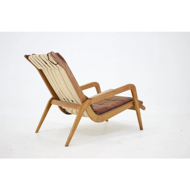 1960s Oak Lounge Chair by Jan Vanek, Czechoslovakia, 1960s For Sale - Image 5 of 11
