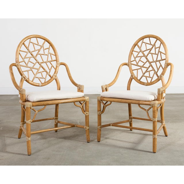 Set of Six Genuine McGuire "Cracked Ice" Rattan Dining Chairs For Sale In Sacramento - Image 6 of 18