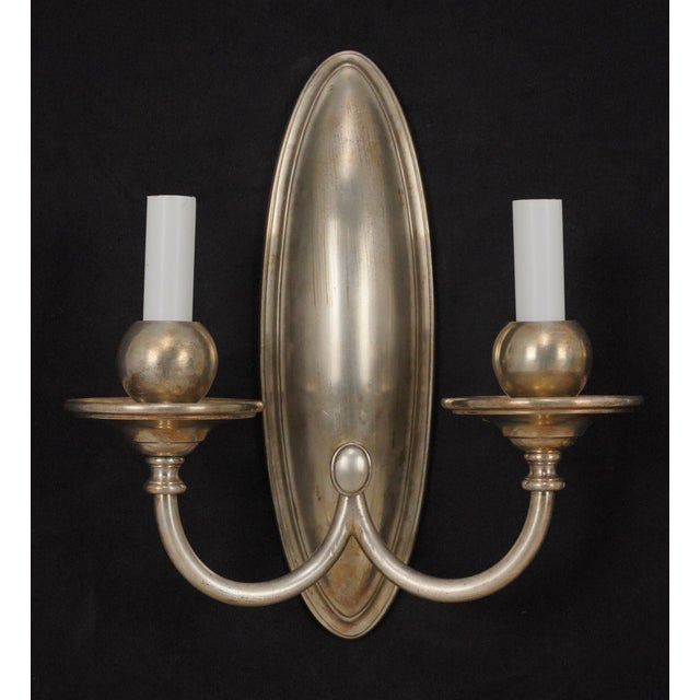 Traditional Antique Bradley & Hubbard Silvered Brass Wall Sconces - a Pair For Sale - Image 3 of 8