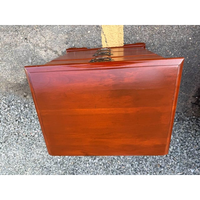 Pair of Vintage Georgian Style Cherry Wood 3 Drawer Nightstands or Bedside Tables For Sale - Image 14 of 14