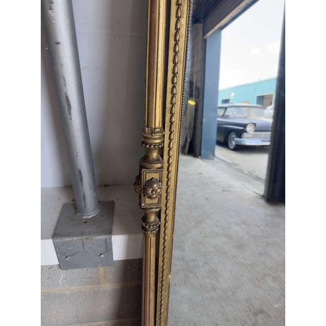 Large Antique English Shaped Top Gilt Overmantle Mirror, 19th Century For Sale - Image 5 of 8
