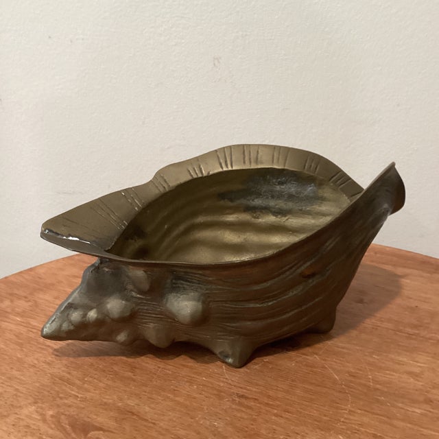 Hollywood Regency Vintage Brass Seashell Nautilus Planter For Sale - Image 9 of 12