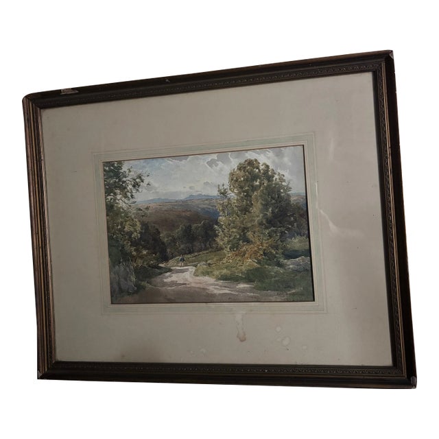 Antique English Landscape Watercolor For Sale