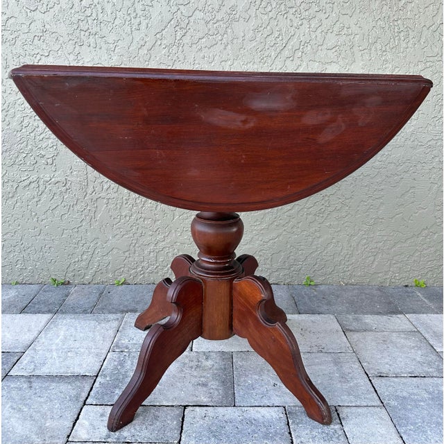Antique Early 20th Century Solid Wood Drop Leaf Oval Wine Table For Sale - Image 11 of 12
