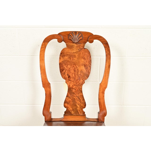 Antique English Queen Anne Burl Wood Dining Chairs, Circa 1860s For Sale In South Bend - Image 6 of 13