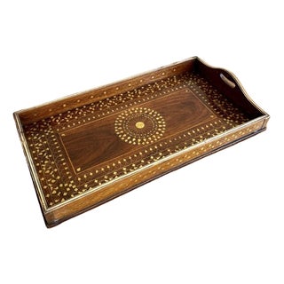 Vintage Brass Inlaid Tray, 1920 For Sale