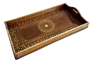 Vintage Brass Inlaid Tray, 1920