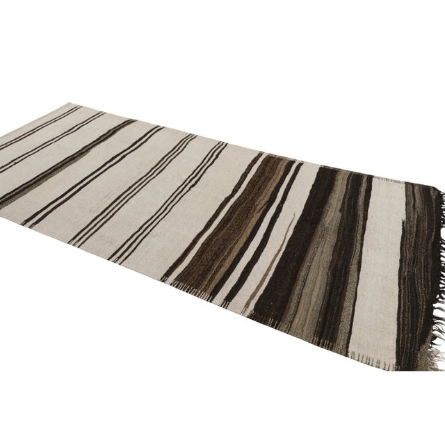 1950s Vintage Turkish Kilim Runner in Beige, Gray and Brown Stripes - Rug & Kilim For Sale - Image 5 of 7