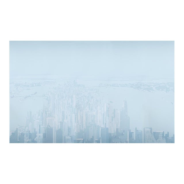 Schumacher x The New Yorker Pascal Campion's New York Skyline Wallpaper In Blue For Sale