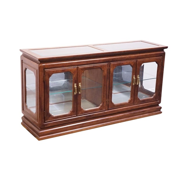 Thomasville Thomasville Furniture Mystique Collection Asian Chinoiserie 57" Lighted Curio Display Cabinet Buffet 15531-730 For Sale - Image 4 of 12