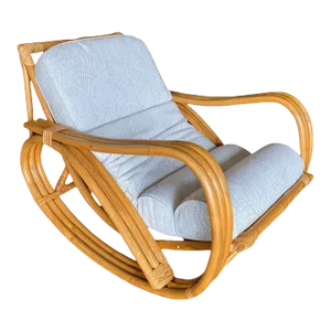 1940s Restored 3-Strand Reverese Pretzel Rattan Rocking Chair