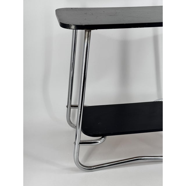 Bauhaus Side Table in Chrome and Wood, 1930s For Sale - Image 6 of 18