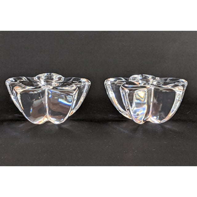 Orrefors Style Flower Petal Candle Holders a Pair Chairish