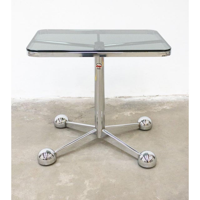 Vintage Coffee Table in Steel and Smoked Glass by Allegri Parma, 1970s For Sale - Image 12 of 13
