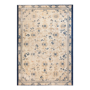 Splendid White Ivory Color With Delicate Palmettes Design Antique Chinese Ningxia Rug