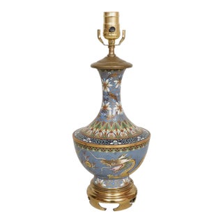 1960s Chinese Cloisonné Double Dragon Table Lamp For Sale