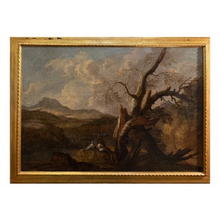 Landscape with Figures, 18th Century, Oil on Canvas For Sale