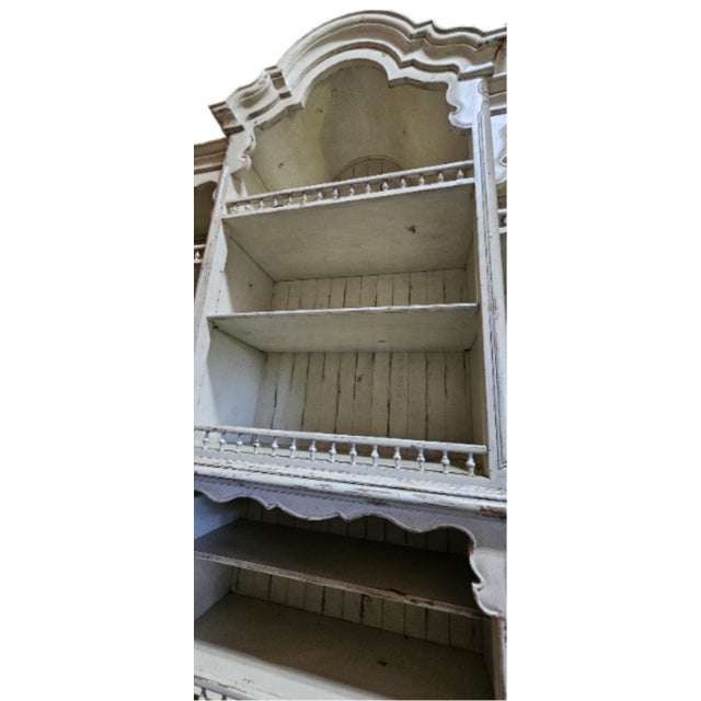 Habersham Grand European Style Distressed Cassic White Hutch, Attributed For Sale - Image 9 of 17